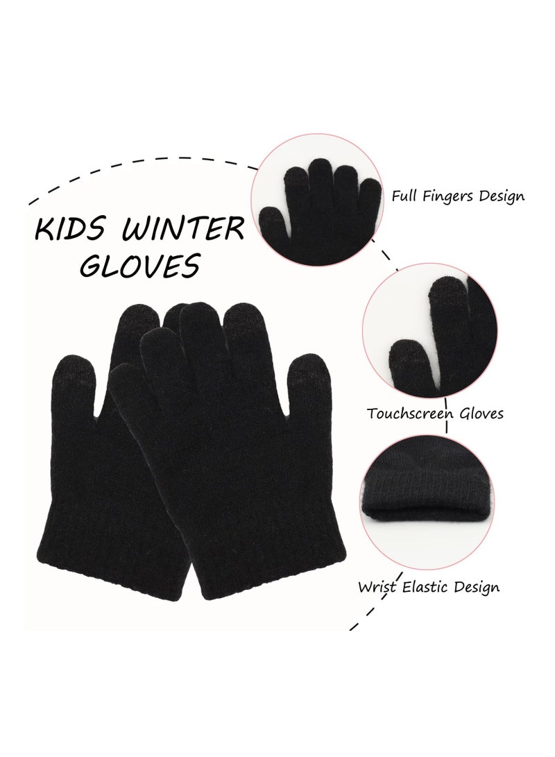 KASTWAVE Kids Winter Hat Scarf Gloves Set for Boys Girls 2-9 Years - Warm Knit Beanie Neck Warmer Mittens Alpaca Wool Lined Set  - Image 4