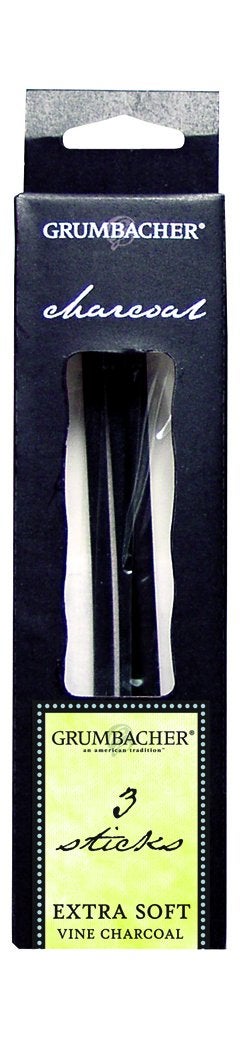 Grumbacher Grumbacher Vine Charcoal, Extra Soft, Black, 3 Pack (V40)  - Image 1