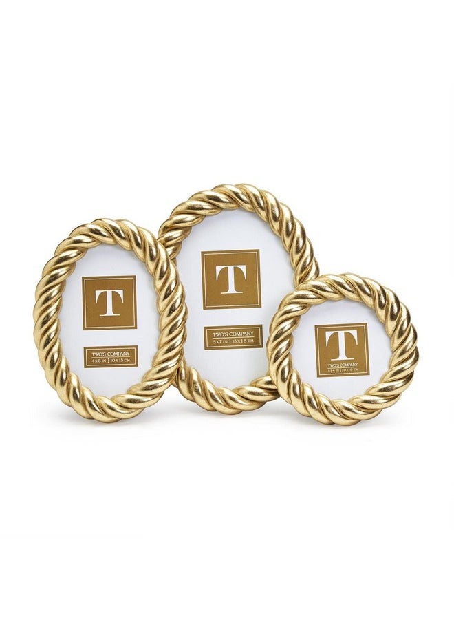 Two's Company Two's Company Gilded Rope Set of 3 Gold Finish Photo Frames Includes 3 Sizes  - Image 1