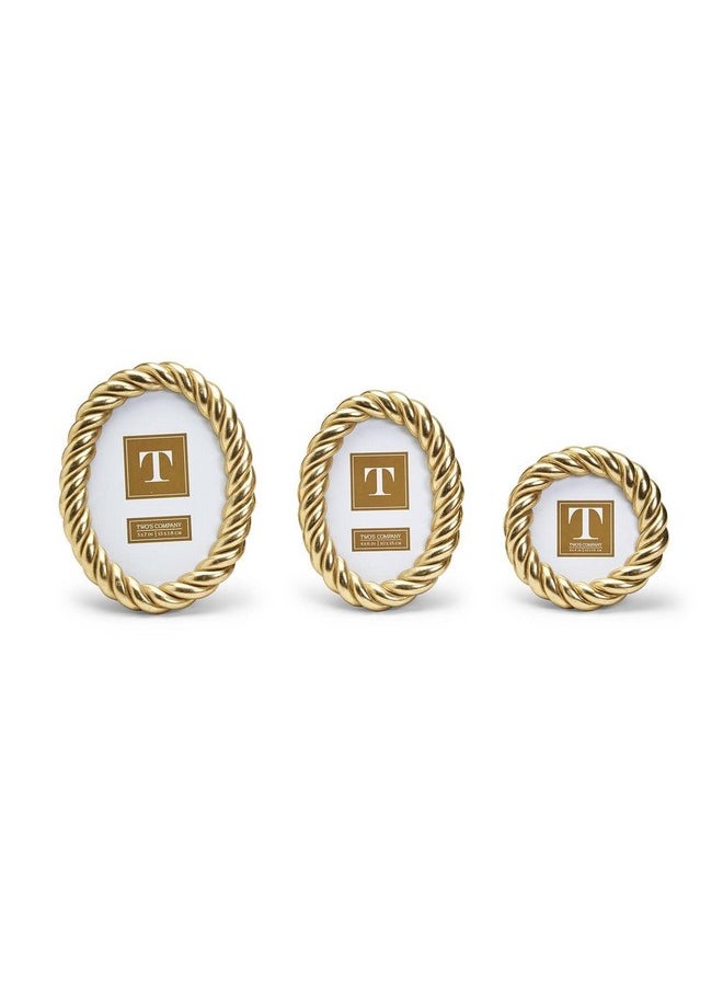 Two's Company Two's Company Gilded Rope Set of 3 Gold Finish Photo Frames Includes 3 Sizes  - Image 2