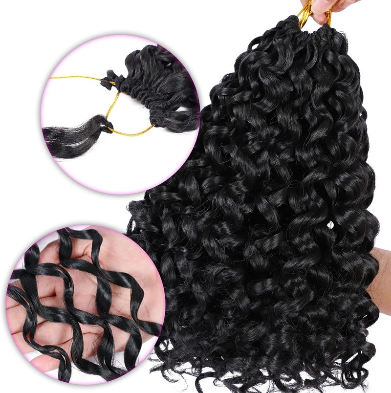 Eerya 7 Packs GoGo Curl Crochet Hair 14 Inch Short Curly Crochet Hair for Women Beach Curl Water Wave Deep Twist Crochet Braids Synthetic Braiding Hair Extensions(14 Inch, 1B) - Image 5