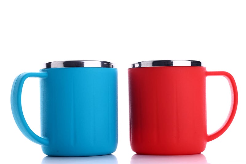 GANESH Happy Time Stylish Coffee/Tea/Milk Mug Plastic with Stainless Steel Inner Mug Cup with Handle, Portable & Easy Clean for Kids & Adult (Set of 6, Multi Color, 200 ml) - Image 1