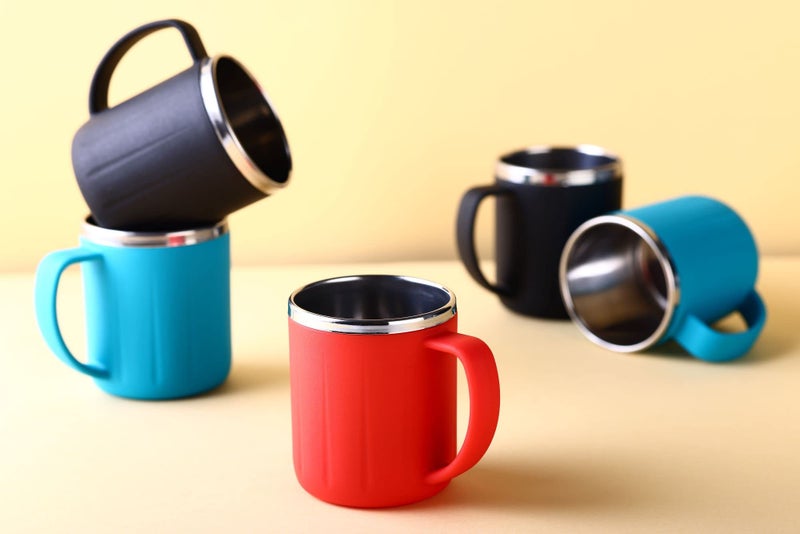 GANESH Happy Time Stylish Coffee/Tea/Milk Mug Plastic with Stainless Steel Inner Mug Cup with Handle, Portable & Easy Clean for Kids & Adult (Set of 6, Multi Color, 200 ml) - Image 3