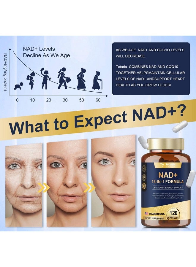 Totaria NAD Supplement for Women Men with nicotinamide riboside resveratrol,Quercetin, Betaine Boost NAD+ Levels NAD Plus Supplement for Anti Aging, Energy, Immune, Focus 120 Capsules - Image 5