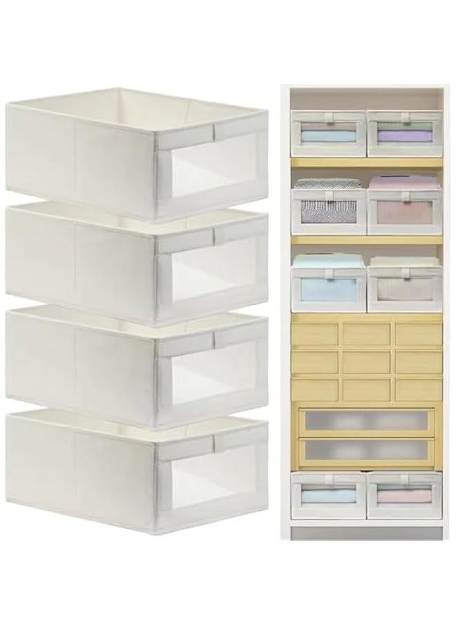 Wardrobe Clothes Organizer, 4 Pack Drawer Organizers and Storage, Foldable Closet Organizer Bins Storage Containers for Organizing Clothing Jeans Toys Book Shelves Closet Wardrobe (4PC) - Image 1