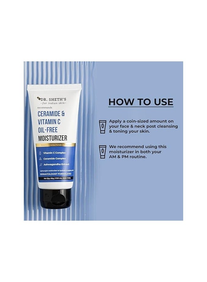 Dr. Sheth's Ceramide And Vitamin C Oil - Free Moisturizer Lightweight Moisturizer 50G  - Image 4