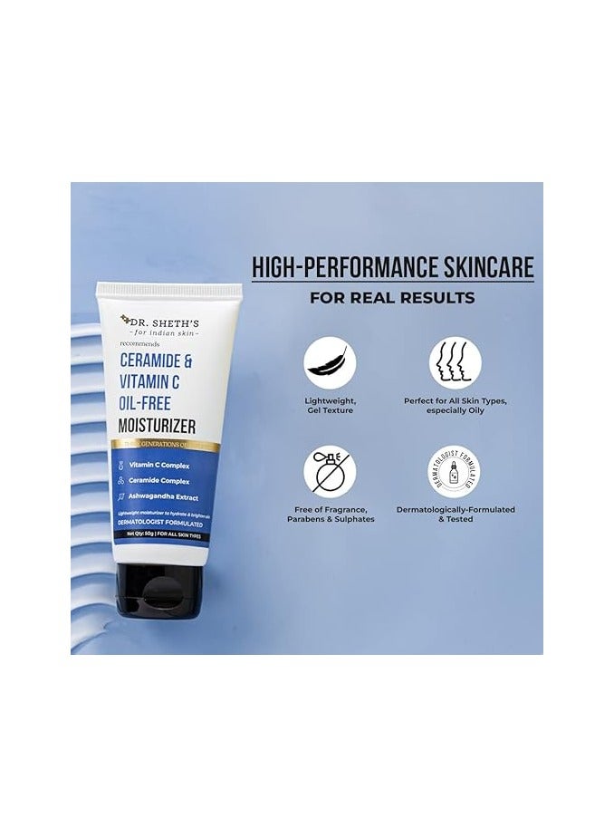 Dr. Sheth's Ceramide And Vitamin C Oil - Free Moisturizer Lightweight Moisturizer 50G  - Image 5
