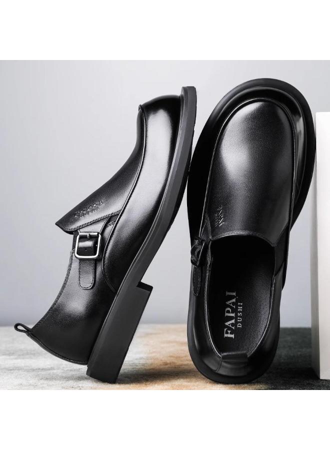 Fapai British Style Big Head Leather Shoes Fashion Versatile Slip-on Business Casual Loafers - Image 3