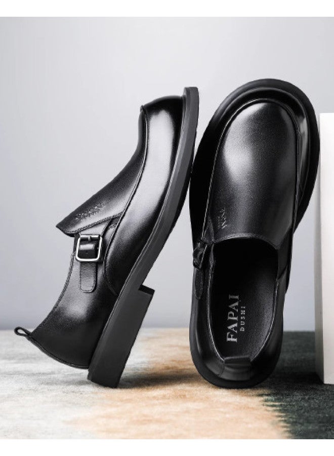 Fapai British Style Big Head Leather Shoes Fashion Versatile Slip-on Business Casual Loafers - Image 1