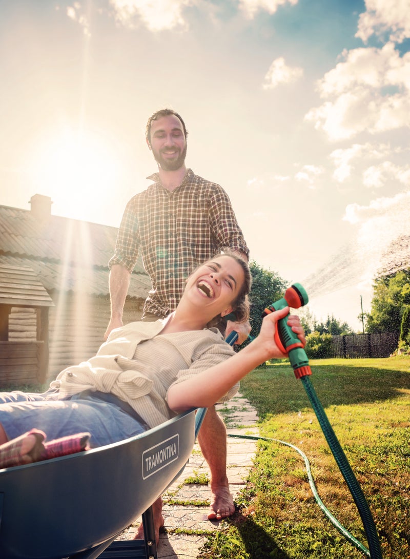 Tramontina 20m Flex Garden Hose in Green with 3-Layers PVC Fiber and Braided Polyester Cord with Thread Connectors and Sprayer 79172200 Made In Brazil - Image 4