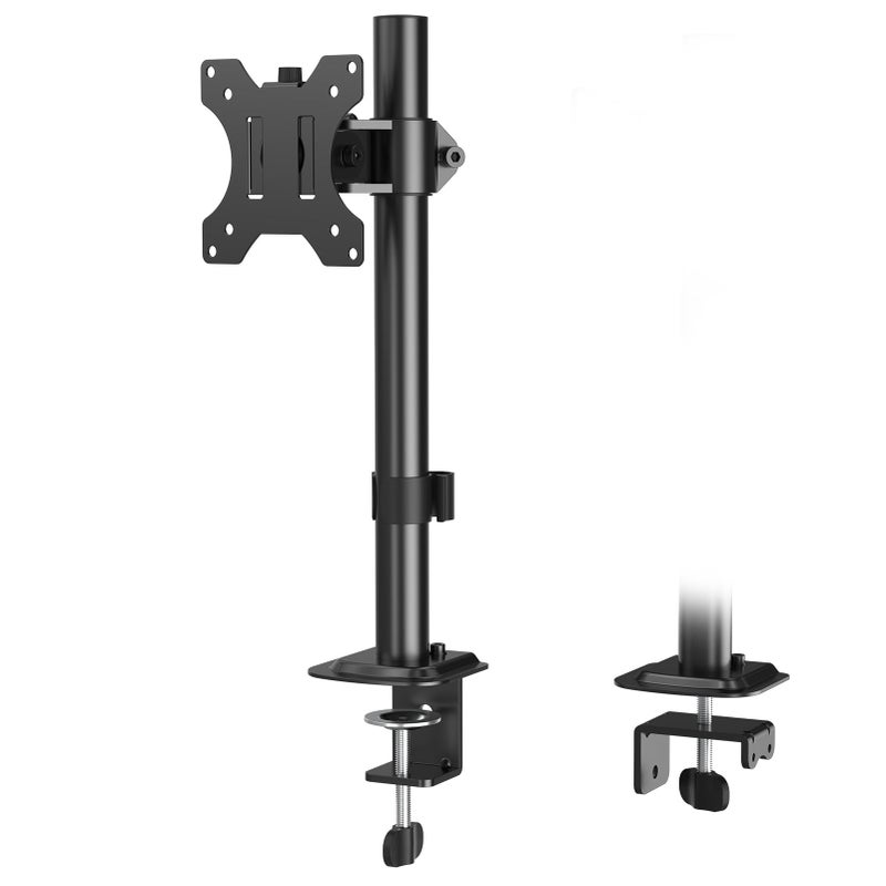 MOUNTUP Single Monitor Mount, Adjustable Monitor Stand for Max 32 Inch Flat Curved Computer Screen, Monitors Arm Desk Mount Fit VESA 75x75& 100x100, up to 17.6lbs, with C-Clamp and Grommet Base, Black - Image 1