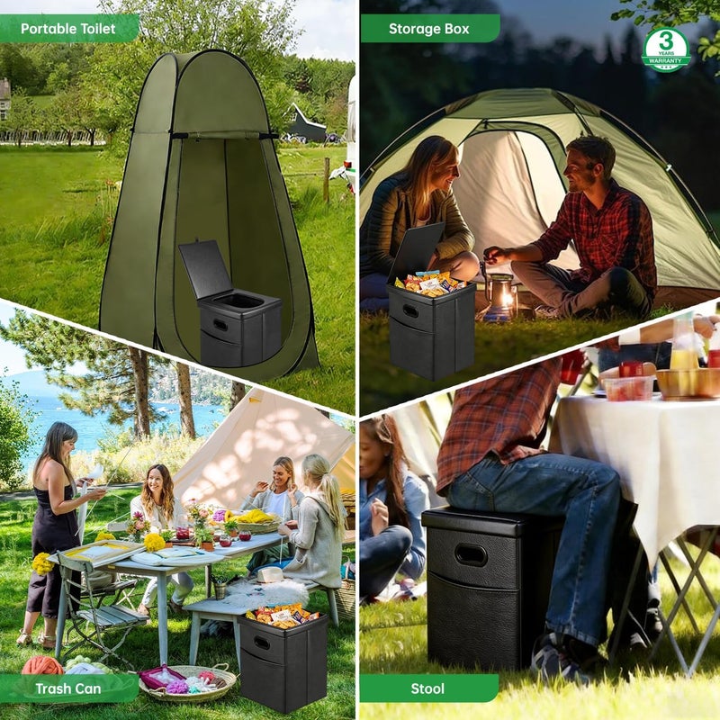 Panmout 16.5" XL Portable Toilet for Camping, Foldable Travel Toilet for Adults with Cushioned Seat, Heavy Duty 190lbs Capacity Commode for Car, Road Trip, Outdoor Emergency & Bedside Support - Image 3