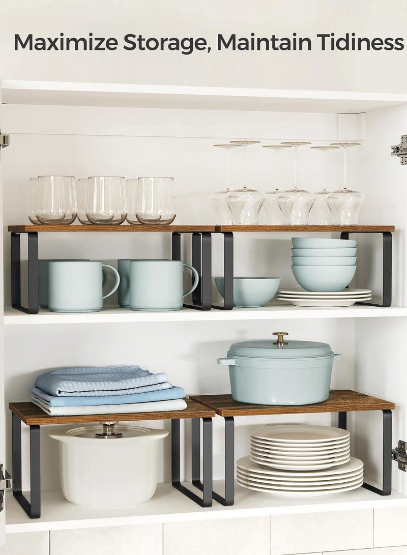 KYD Cabinet Organizer Shelf, Set of 2 Kitchen Counter Shelves, Kitchen Storage, Spice Rack, Stackable, Expandable, Metal and Engineered Wood - Image 3