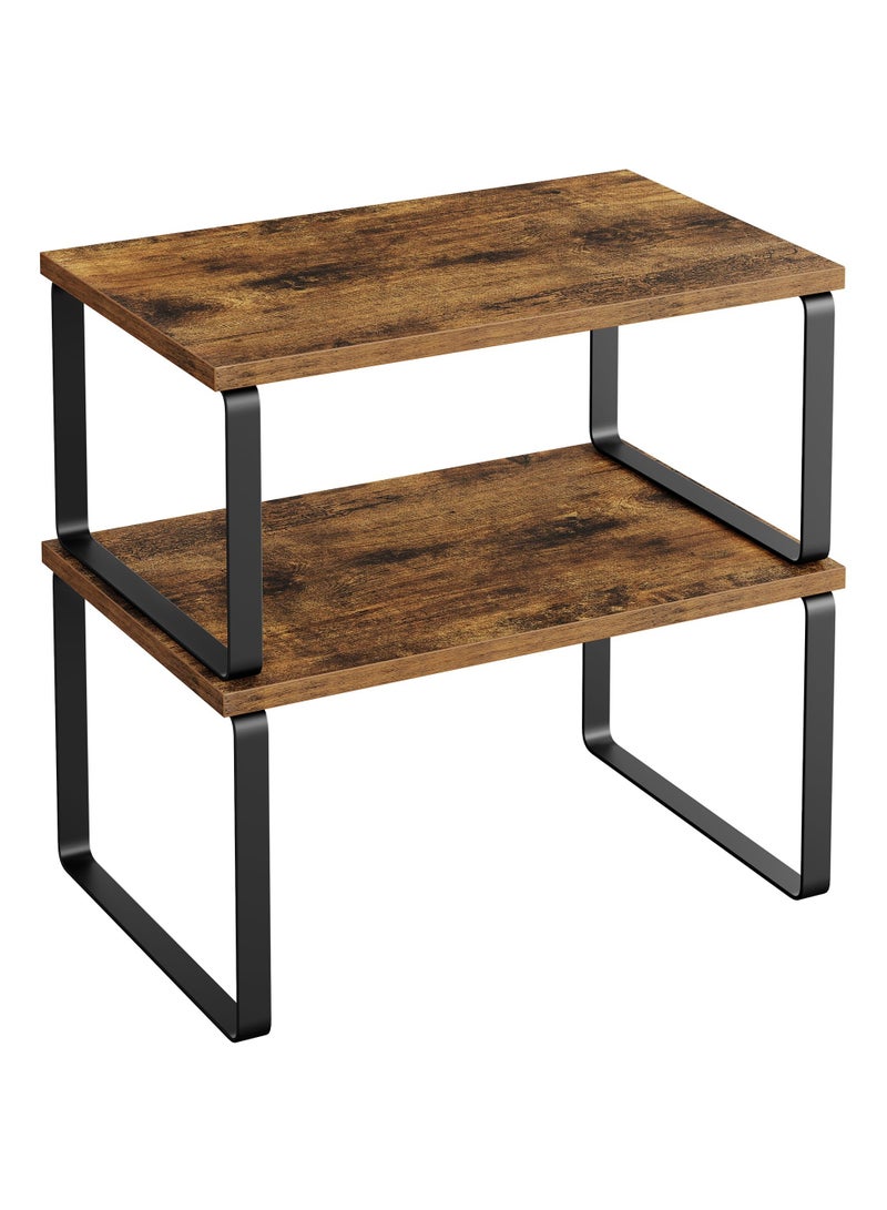 KYD Cabinet Organizer Shelf, Set of 2 Kitchen Counter Shelves, Kitchen Storage, Spice Rack, Stackable, Expandable, Metal and Engineered Wood - Image 1