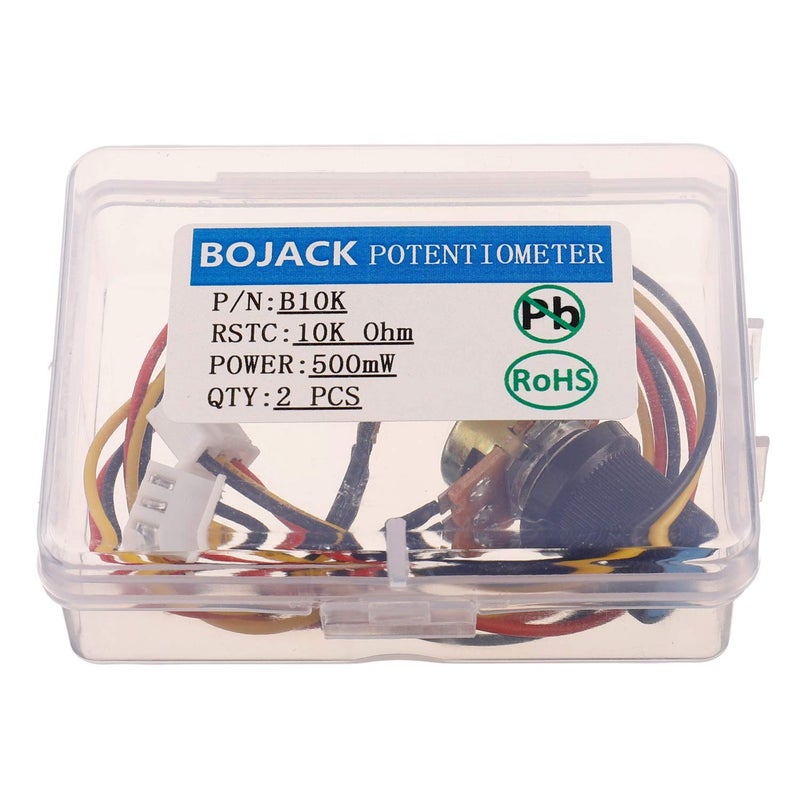 BOJACK B10K Knurled Shaft 3 Terminals Linear Taper Rotary Potentiometer WH148 10 K Ohm Single Turn Carbon Film Variable Resistor with XH2.54-3 Pin Connector Wire Cableï¼ˆPack of 2ï¼‰ - Image 4