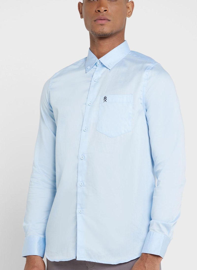 Thomas Scott - Thomas Scott Men Blue Regular Fit Relaxed Cotton Casual Sustainable Shirt - Image 1