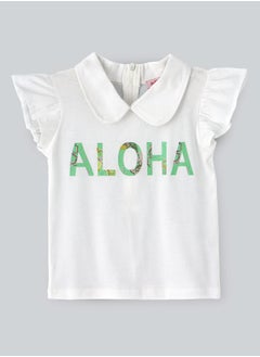 Knit T-Shirt With Colllar Neck & Print At Front