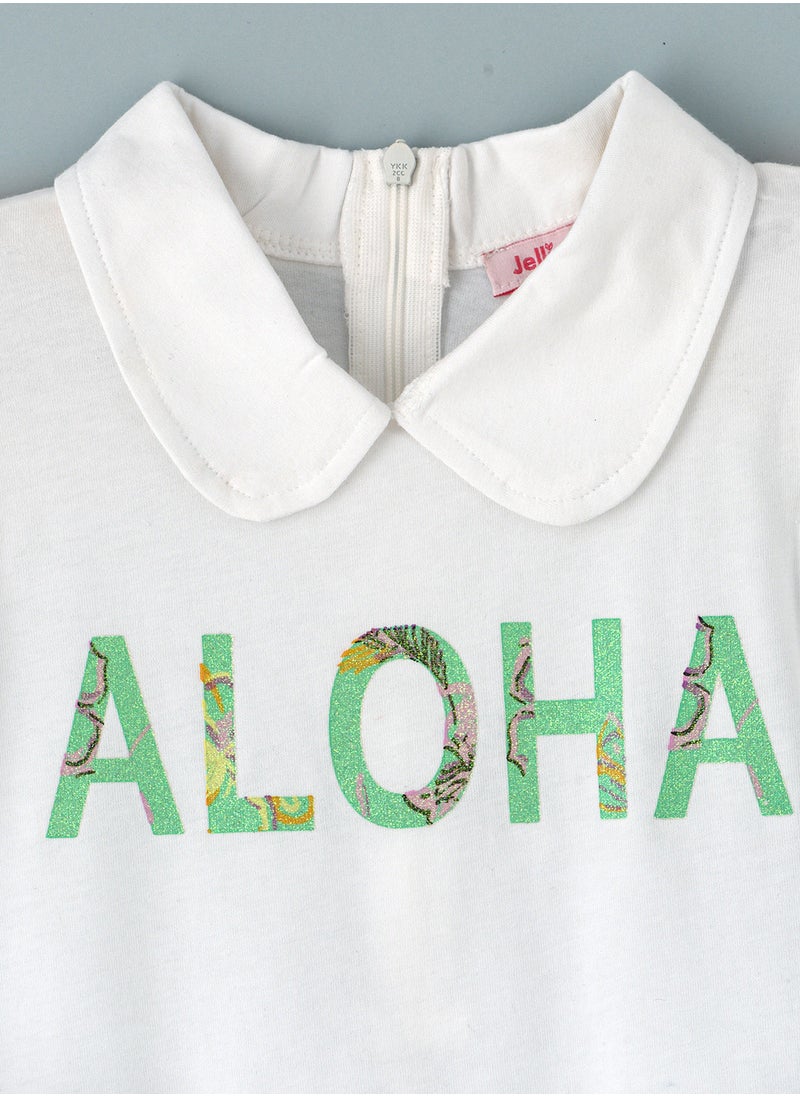 Jelliene Knit T-Shirt With Colllar Neck & Print At Front  - Image 5