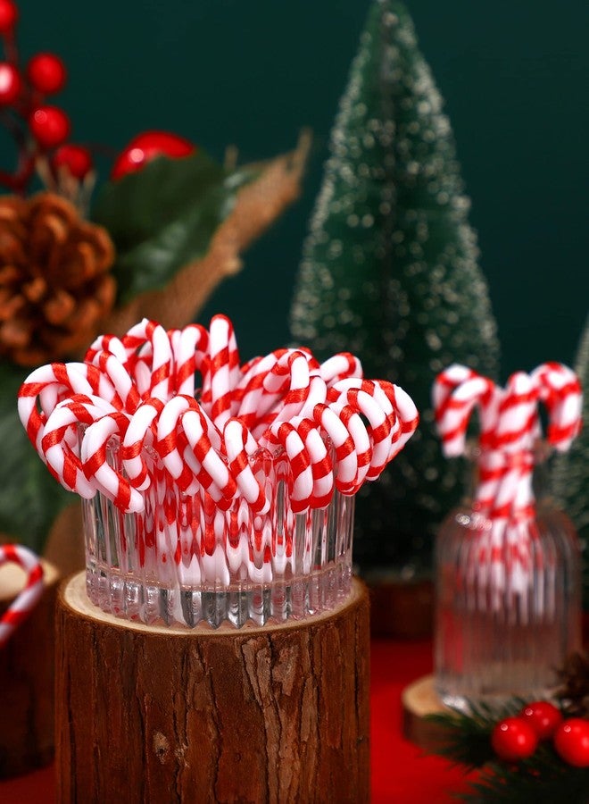 Ferraycle 100 Pcs Christmas Plastic Candy Cane Ornaments Mini Candy Canes for Crafts Christmas Hanging Ornaments for Xmas Tree Home Decor - Image 4