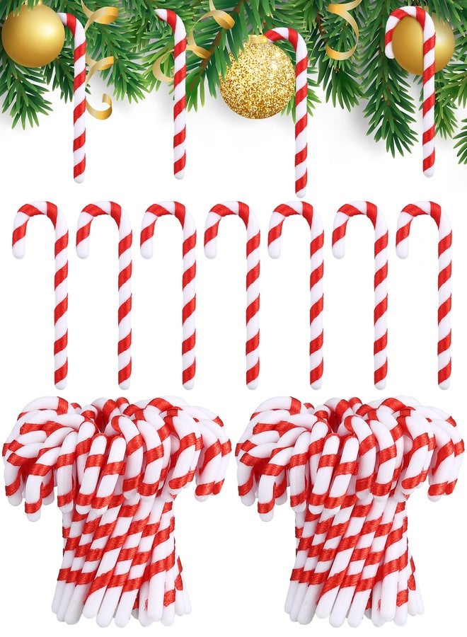 Ferraycle 100 Pcs Christmas Plastic Candy Cane Ornaments Mini Candy Canes for Crafts Christmas Hanging Ornaments for Xmas Tree Home Decor - Image 1
