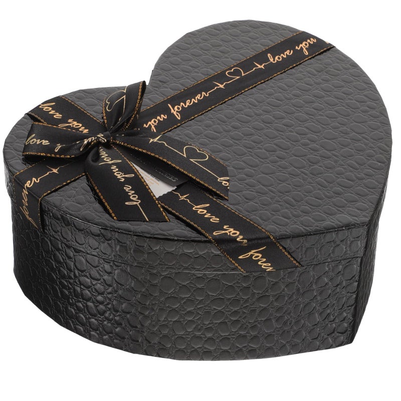 SHINEOFI Black Heart Shaped Box 9.06X6.89X3.54 Inches Valentine S Day Wedding Birthday Present Box for Jewelry Chocolates Flowers Packaging - Image 1