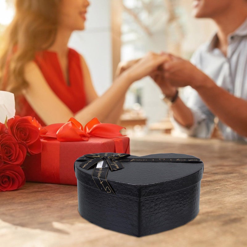 SHINEOFI Black Heart Shaped Box 9.06X6.89X3.54 Inches Valentine S Day Wedding Birthday Present Box for Jewelry Chocolates Flowers Packaging - Image 4