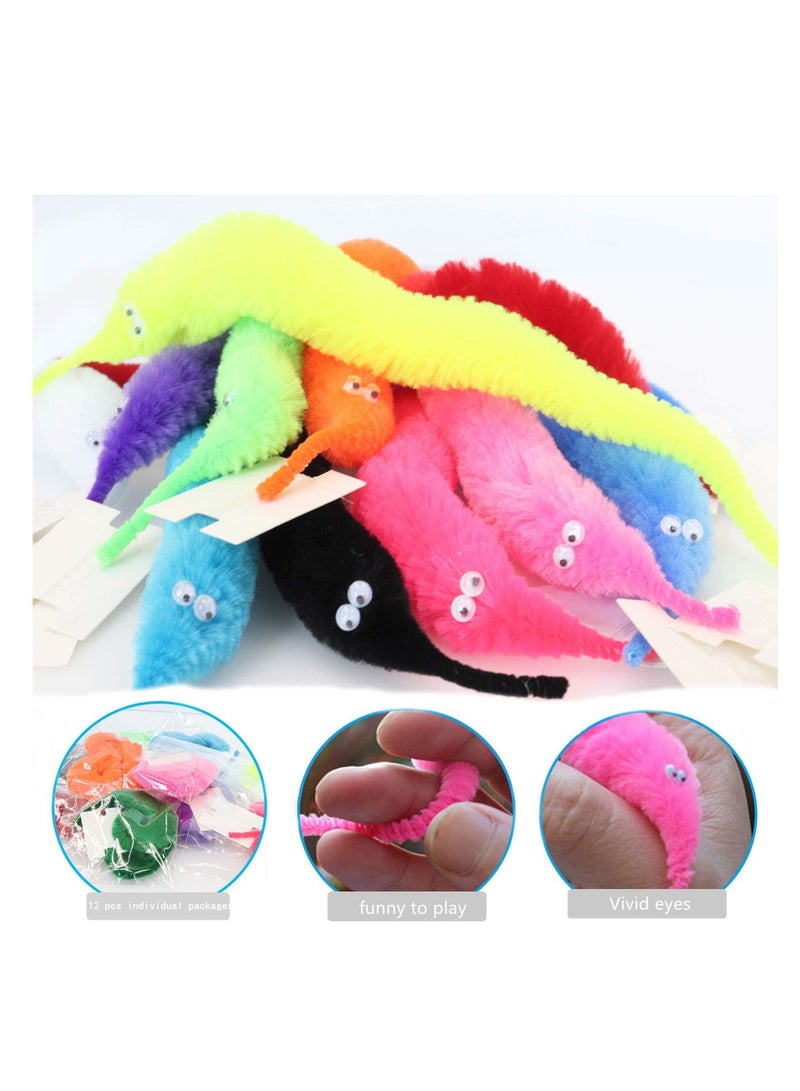 KASTWAVE Magic Worm Kit Toys, Children's Day Gift 12 Pcs Wiggly Fuzzy Colorful Worms with Invisible String Party Favors for Kids(Multiple Colors Randomly Matched) - Image 5