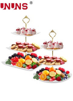 UNUNS 2 Pack 3-Tier Cupcake Stand, Dessert Tower Tray, Tiered Serving Cake Stand, Dessert Stand Pastry Stand Disposable Pastry Stand for Party Wedding Home Decor  - Image 2