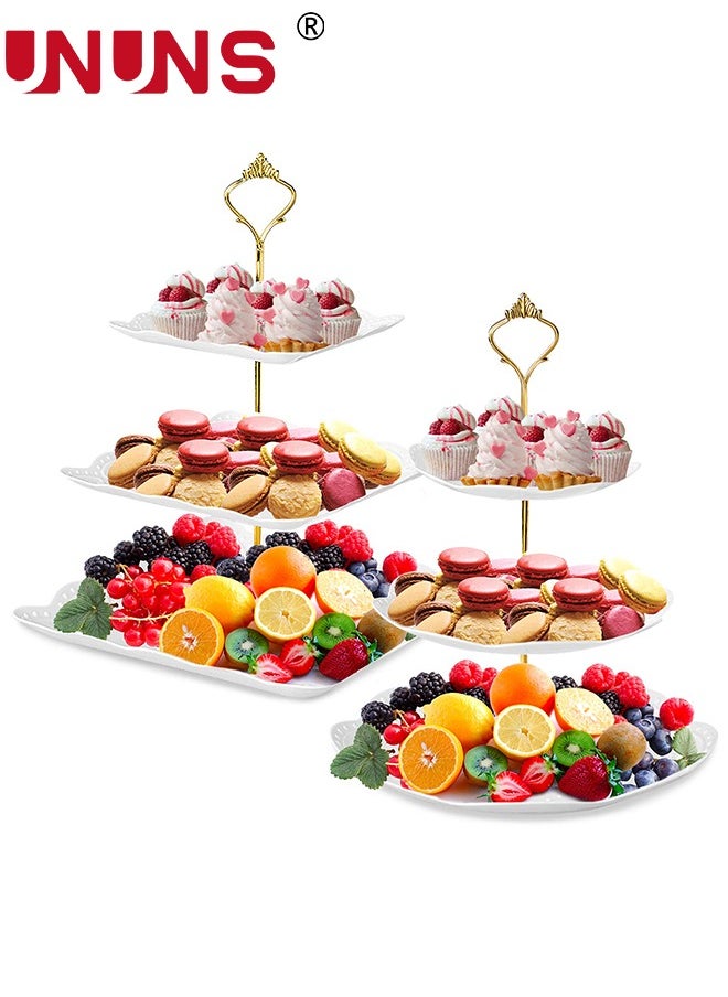 UNUNS 2 Pack 3-Tier Cupcake Stand, Dessert Tower Tray, Tiered Serving Cake Stand, Dessert Stand Pastry Stand Disposable Pastry Stand for Party Wedding Home Decor  - Image 2