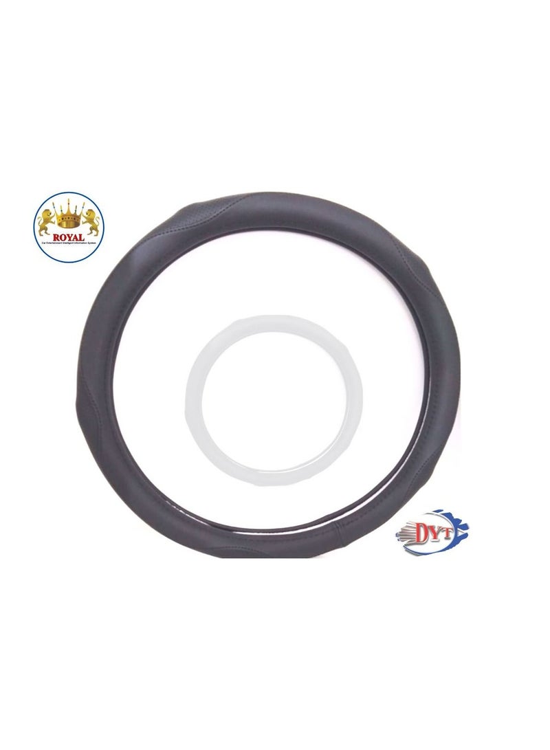 رويال Luxury Steering Wheel Cover 15"Inch (DYT-3200, BK) Black Color - Image 2