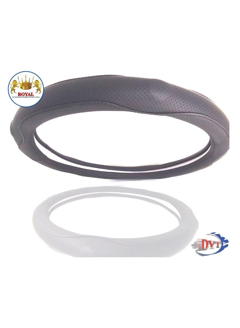 رويال Luxury Steering Wheel Cover 15"Inch (DYT-3200, BK) Black Color - Image 1