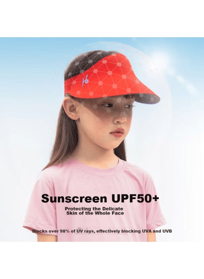 Heybetter Children's Sun Protection Hat, Upf50+, Topless Sun Visor, Face-covering, Uv-resistant, Outdoor, Red Outdoor, One Size Fits All - Image 2