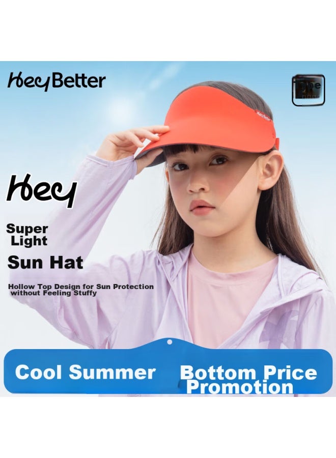 Heybetter Children's Sun Protection Hat, Upf50+, Topless Sun Visor, Face-covering, Uv-resistant, Outdoor, Red Outdoor, One Size Fits All - Image 1