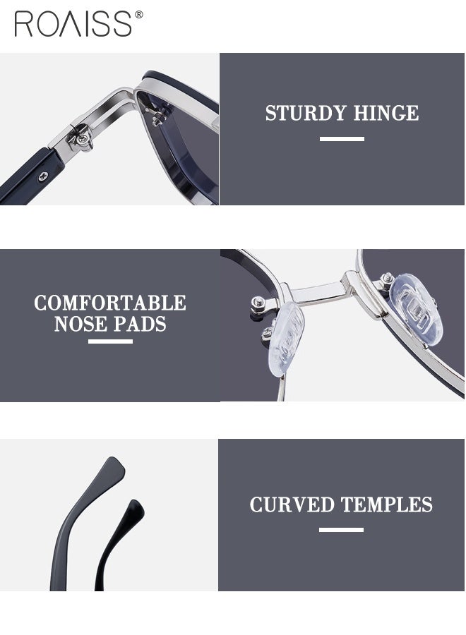 roaiss Square Sunglasses for Men Women, UV400 Protection Sun Glasses with PC and Metal Frame, Fashion Anti-Glare Sun Shades for Men Driving, Fishing, Traveling, Silver, 57mm - Image 4