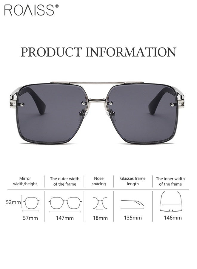 roaiss Square Sunglasses for Men Women, UV400 Protection Sun Glasses with PC and Metal Frame, Fashion Anti-Glare Sun Shades for Men Driving, Fishing, Traveling, Silver, 57mm - Image 5