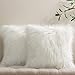 Phantoscope Pack of 2 Faux Fur Striped Throw Decorative Pillow Cover Cushion Covers Luxury Soft Decorative Pillowcase Fuzzy Pillow Covers for BedCouchCream White 22 x 22 Inches - Image 2