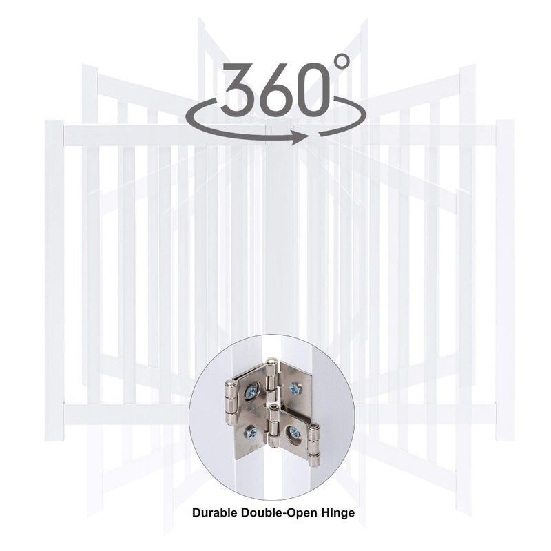 LZRS 2-Panel Wooden Free Standing Foldable Dog Gate Indoor â€“ Solid Hardwood 24" High, Step-Over Safety Pet Gate for Doorways, Stairs & Small Spaces - Indoor Use, White - Image 5