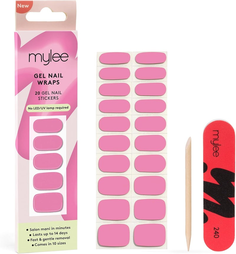 Mylee Gel Nail Wraps Peony 10 PreCured Gel Stickers for Instant Mani No Lamp Needed ChipResistant Glossy Finish Lasts Up to 14 Days Easy to Apply Vegan CrueltyFree