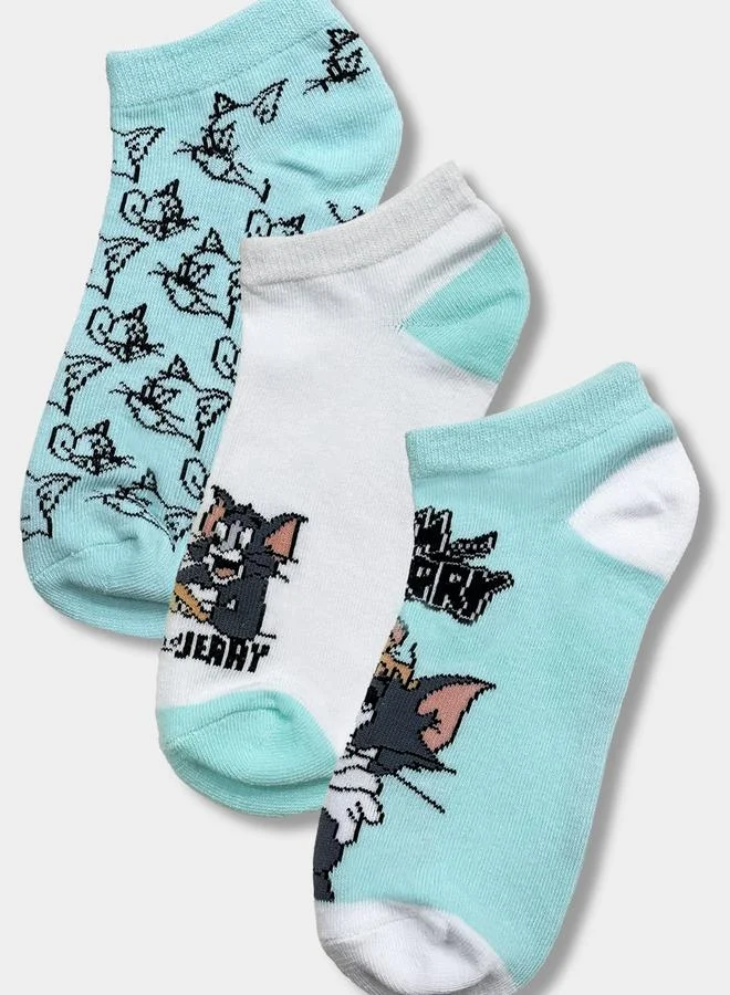 Tom And Jerry 3 Pack Printed Ankle Length Socks