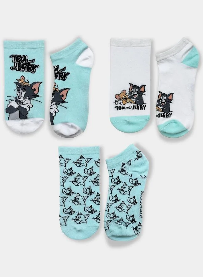 توم آند جيري ثلاث جوارب مطبوعة بطول الكاحل