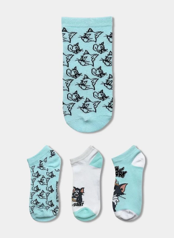 توم آند جيري ثلاث جوارب مطبوعة بطول الكاحل