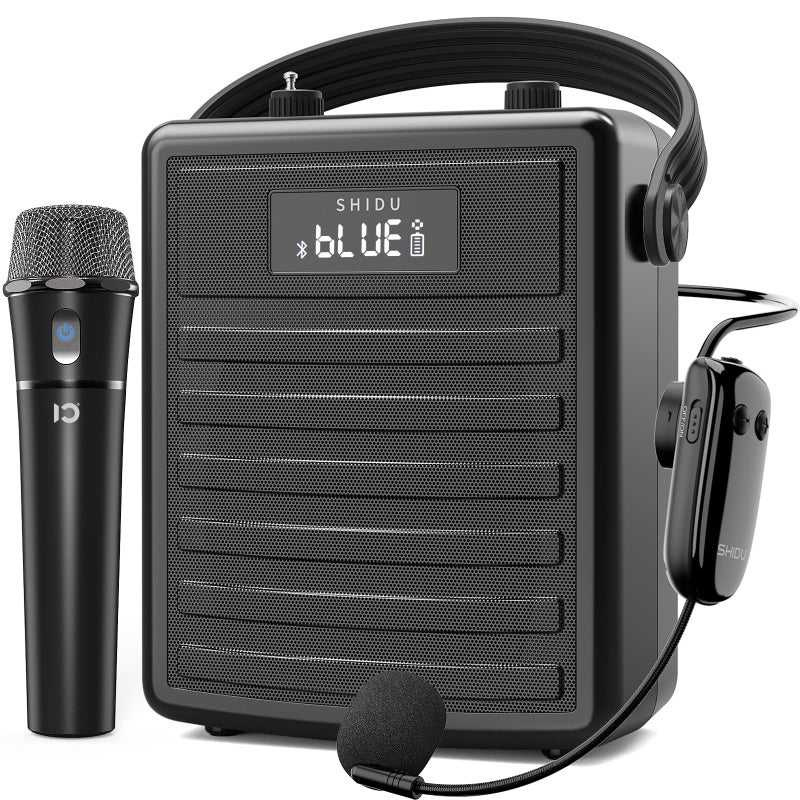 SHIDU 40W Voice Amplifier with Wireless Microphone Portable PA System with Wireless Headset Mic Speaker 40W Loudly Bluetooth Portable Microphone and Speaker for Teacher Meeting Speech Events - Image 2