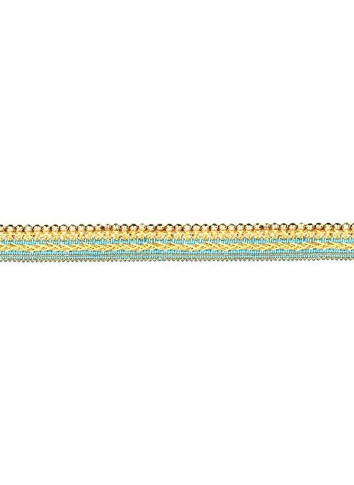 GOELX Fashion Lace Turquoise Blue with Mounted Shiny Golden Beads for Dress/Sarees/lehangas/caps/Bags/Decorations/Borders, Crafts & Many More.. Pack of 4.25 Meters  - Image 3
