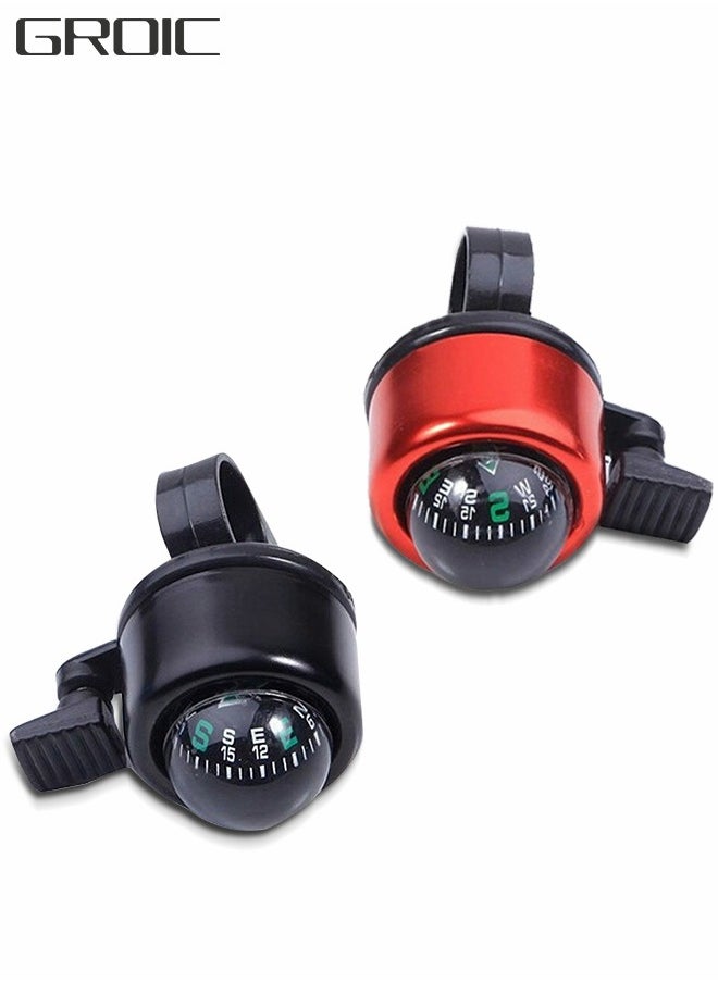 GROIC 2PCS Metal Bike Bell Ring Compass Cycling Alarm Warning Ring-Down Horn Mountain Bike Bicycle Bell Classic Bike Bell with Compass  - Image 1