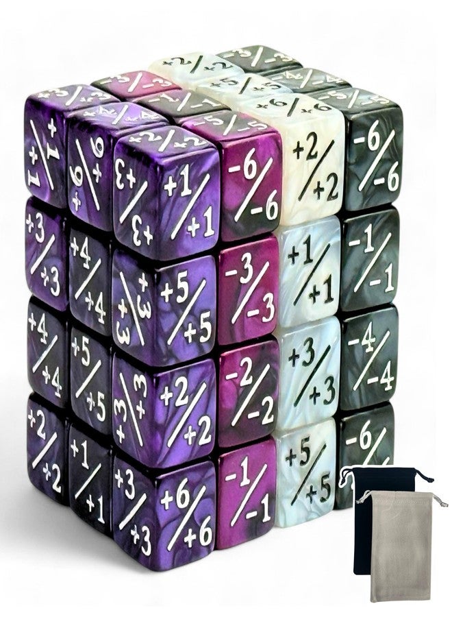 Luck Lab MTG Magic Life Counter Dice, 48 PCS - Compatible w/Magic Card Game Accessories, CCG Creature Stats w/ 2 Dice Bags (Purple Pearl, Purple Swirl, White Pearl, Black Pearl) - Image 1