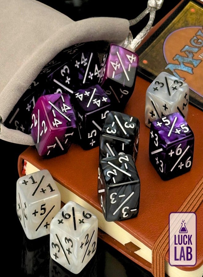 Luck Lab MTG Magic Life Counter Dice, 48 PCS - Compatible w/Magic Card Game Accessories, CCG Creature Stats w/ 2 Dice Bags (Purple Pearl, Purple Swirl, White Pearl, Black Pearl) - Image 5