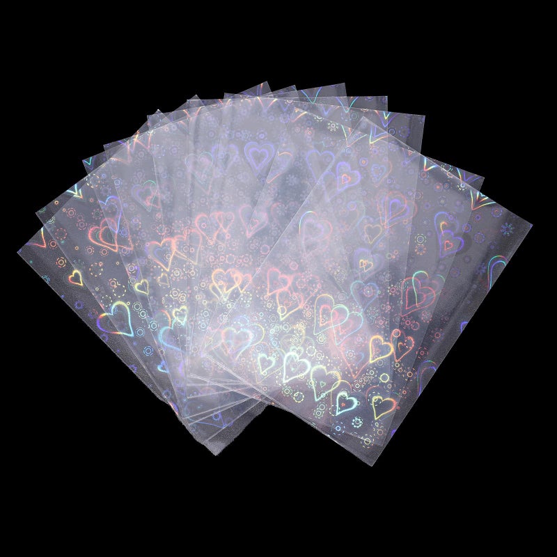 Penitue 100pcs Photocard Sleeves, 3.58x2.56 in Love Heart-Shape Laser Flashing Card Sleeves Holographic Foil Protective Cover for Card Enthusiasts - Image 1