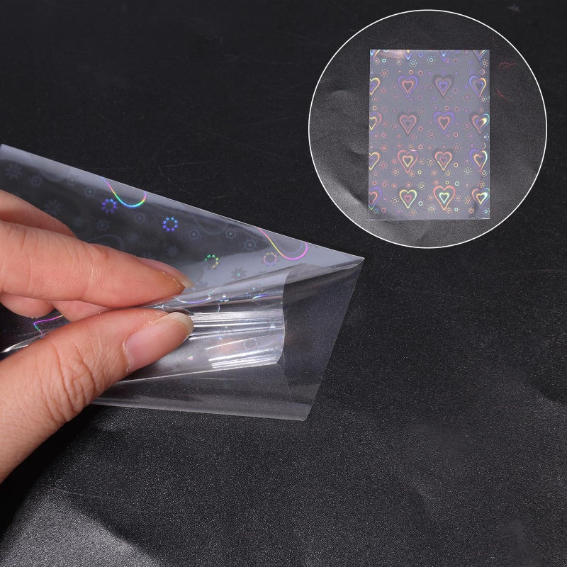 Penitue 100pcs Photocard Sleeves, 3.58x2.56 in Love Heart-Shape Laser Flashing Card Sleeves Holographic Foil Protective Cover for Card Enthusiasts - Image 4