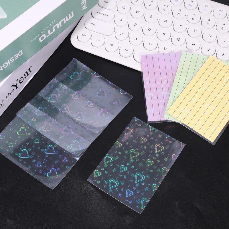Penitue 100pcs Photocard Sleeves, 3.58x2.56 in Love Heart-Shape Laser Flashing Card Sleeves Holographic Foil Protective Cover for Card Enthusiasts - Image 3