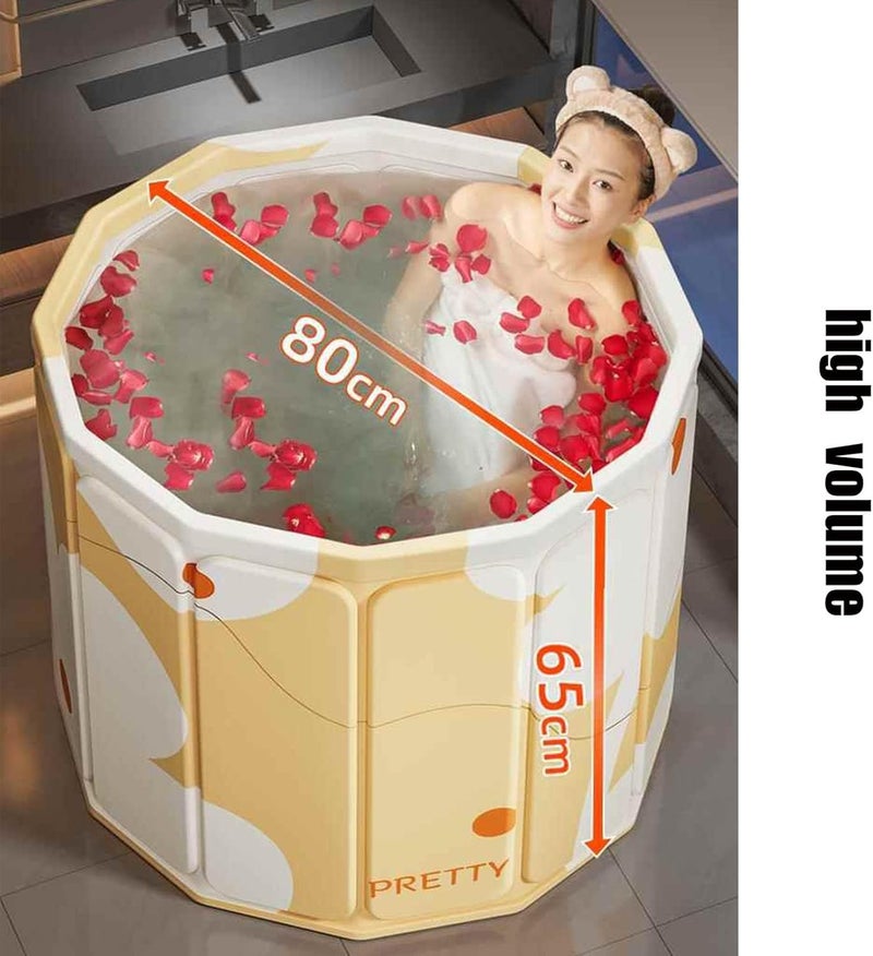 Yopple Bath tub for adult for bathroom Tub for Home SPA, Maintains Hot & Cold Temperature, Drainage Hole, Thickened Layer for Hot and ice bath tub for adults (Yellow Flower) - Image 4